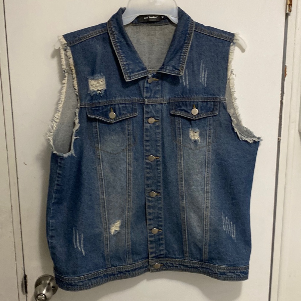 Distressed Denim Vest